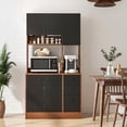 thumbnail image 2 of Giantex Microwave Stand Cabinet, Freestanding Kitchen Storage Pantry, Black+Walnut, 2 of 10