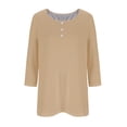 thumbnail image 4 of FAIWAD Oversized Tshirts for Women 3/4 Sleeve Button Decor Tops Cute Round Neck Basic Business Tees Blouses, 4 of 4