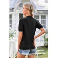 thumbnail image 4 of Arach&Cloz Women's V-Neck Short Sleeve Special Rib Knitted Pattern Casual Tops Sweater Spring Summer 2025, 4 of 7