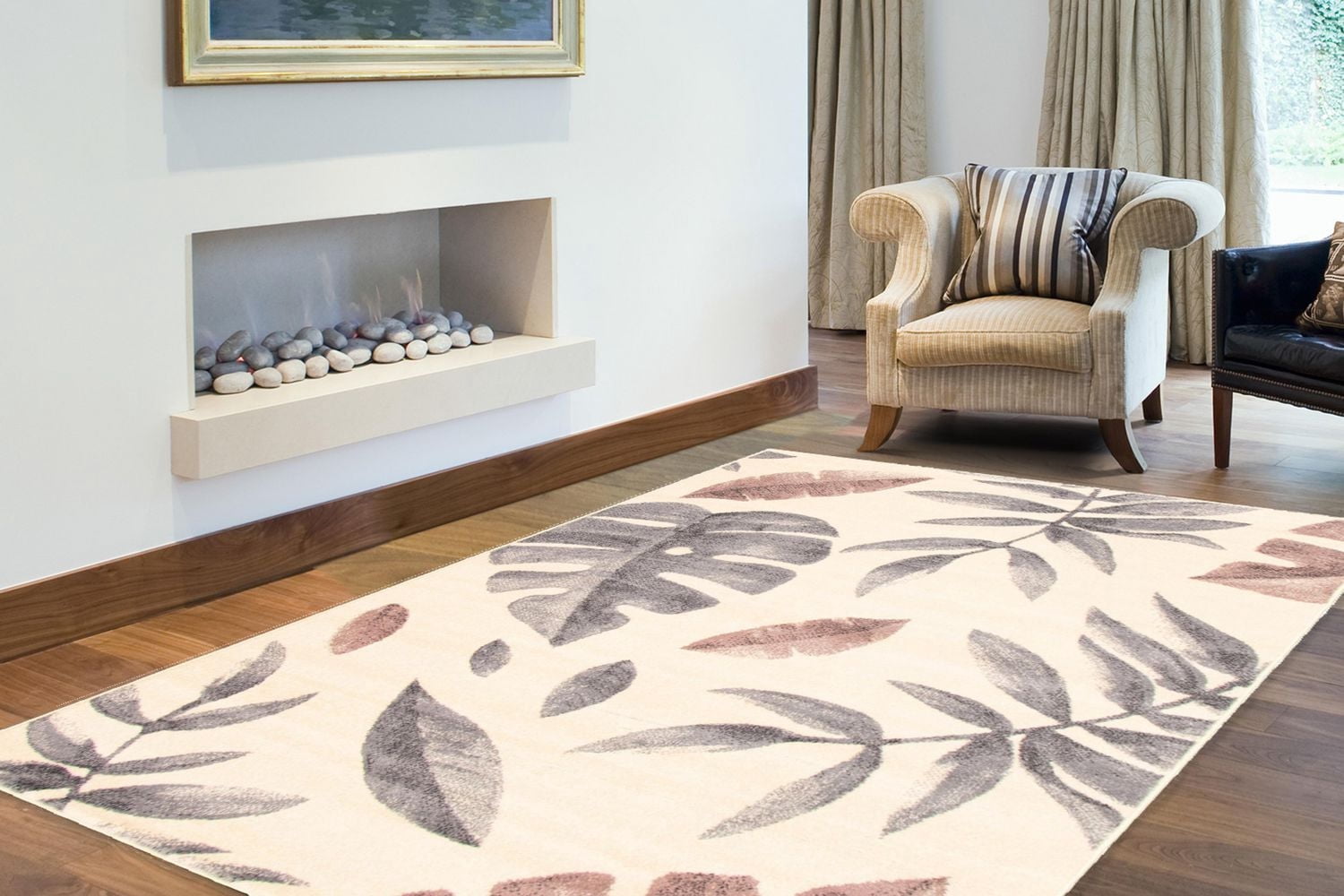 Tapis d'Interieur ECARPET Floral pour Salon, Chambre à Coucher, Chambre d'Enfant Collection Presly