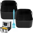 thumbnail image 1 of 2 Pcs Pot en Silicone pour Friteuse à Air Chaud Compatible avec Friteuses à Double Panier Ninja Doublure Réutilisable avec Poignée Brosse à Huile Tapis de Cuisson en Silicone pour Friteuse à Air, 1 of 7