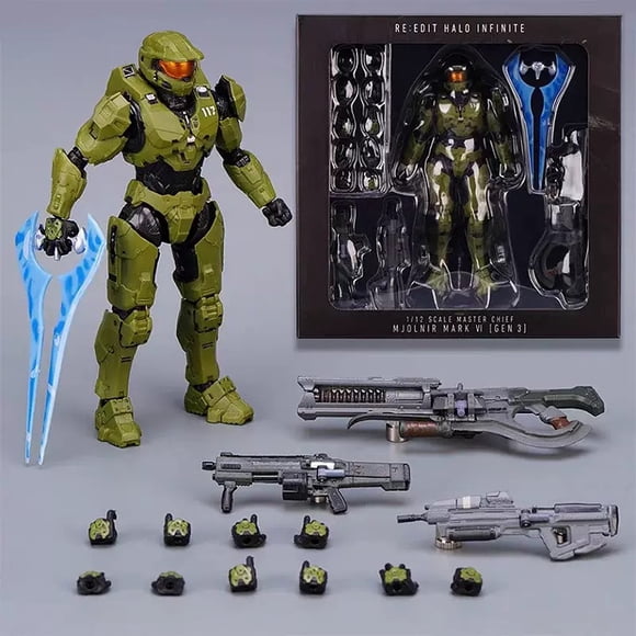 Halo Master Chief Full Body Movable Action Figure Model Replaceable Box Set, 18cm