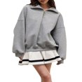 thumbnail image 1 of Women’s Quarter Zip Sweatshirts Long Sleeve Oversized Pullover Tops, 1 of 9