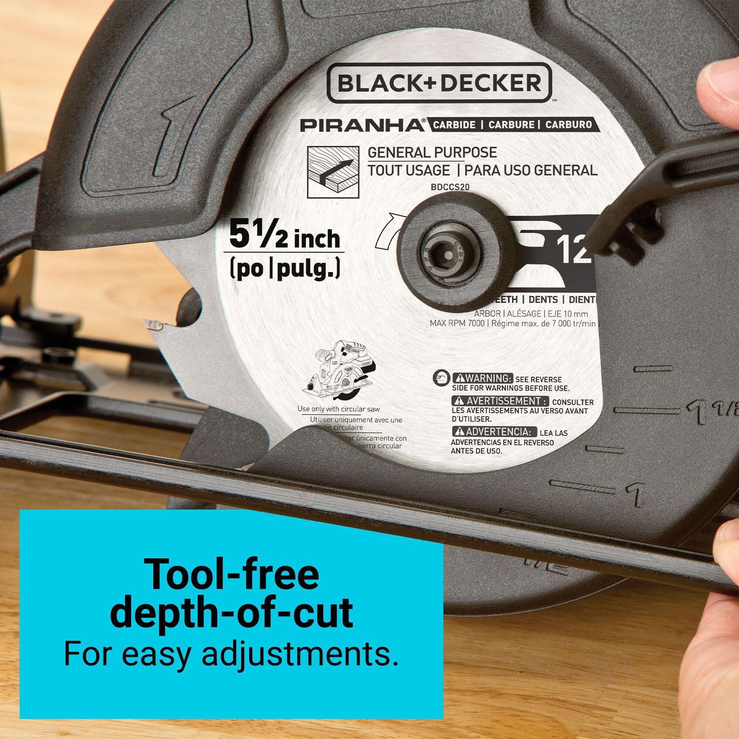 BLACK+DECKER Scie circulaire sans fil 20V MAX* POWERCONNECT™ 5-1/2 in. Scie circulaire sans fil, outil seul