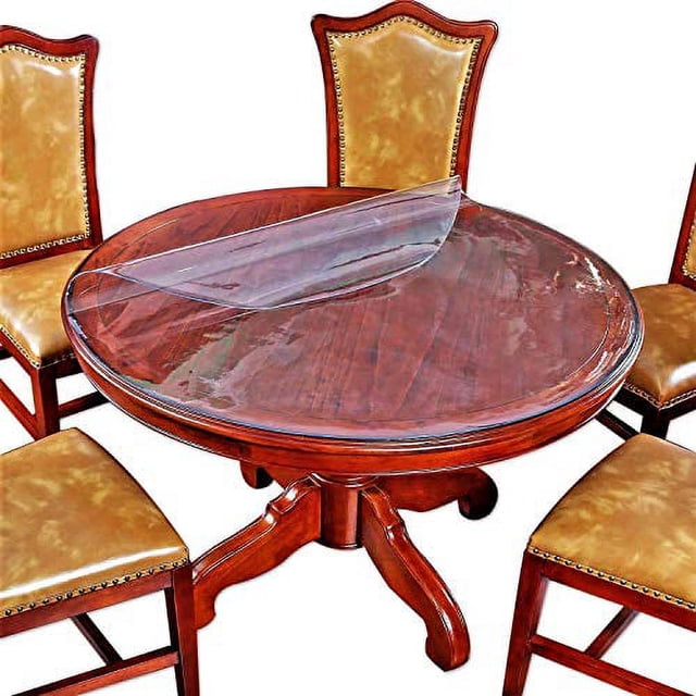 Clear Round Table Protector Round Furniture Protector Circle Clear Plastic Round Tablecloth Vinyl Waterproof Wipeable PVC for Round Dining Table Top Cover Desk Mat Pad 60" 60 Inch