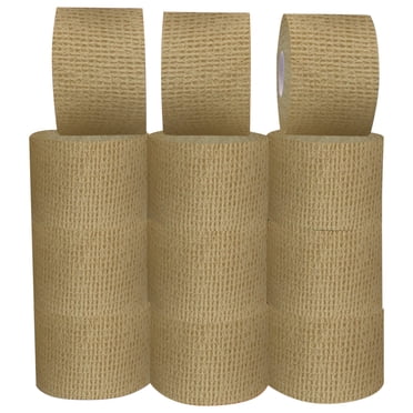 12 Pcs Bandage de Fixation Auto-Adhésif Respirant Antidérapant Non Tissé Bandage Élastique pour Humains Animaux