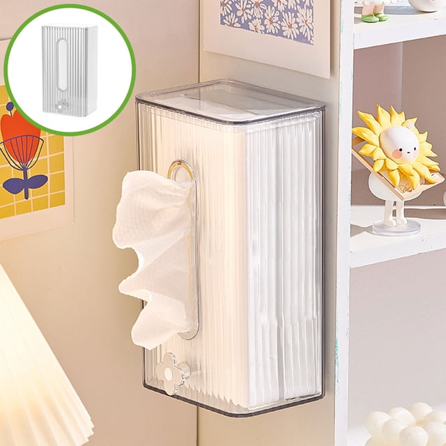 Herunwer Elegant Wall-Mounted Tissue Box Pet Material Punch- Napkin Holder Bathroom Storage Rack