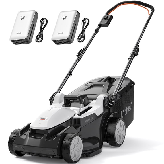Litheli Cordless Lawn Mower, 2*20V Electric Lawn Mowers, 16 Inch, 6-Position Height Adjustment, Light Weight, With 2*4.0Ah Portable Battery, for Garden/Yard/Farm