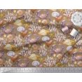 thumbnail image 3 of Soimoi Brown Rayon Fabric Crab,Shell & Coral Ocean Print Fabric by Yard 42 Inch Wide, 3 of 3