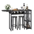 thumbnail image 3 of Bestier 3 Piece Bar Table Counter Height Pub Kitchen Dining Table Set in Black Marble, 3 of 7