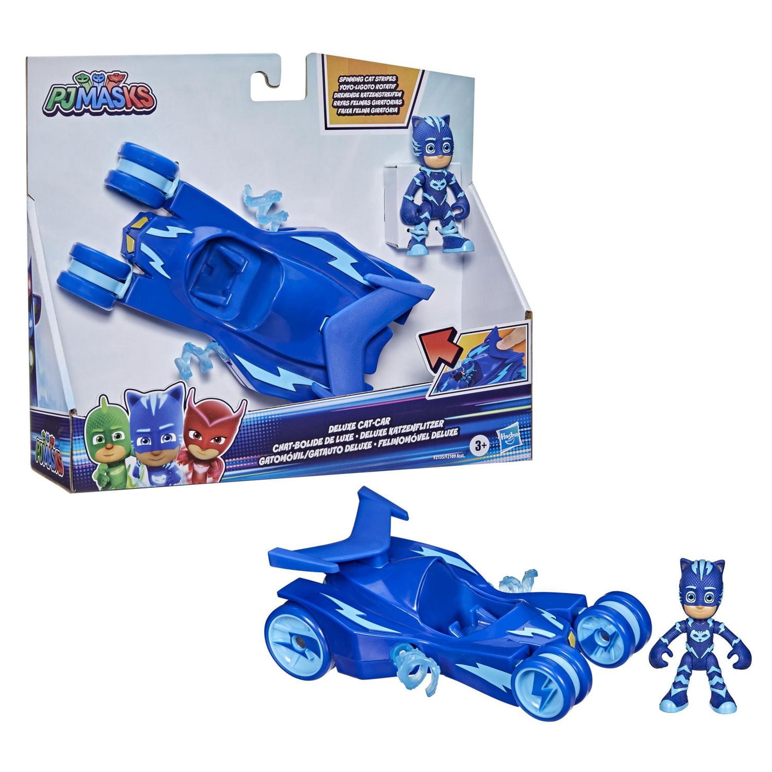 Les Pyjamasques Yoyo, véhicule de luxe, Chat-Bolide avec pales rotatives et figurine Yoyo pour enfants, dès 3 ans