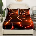 thumbnail image 3 of Erosebridal Neon Honeycomb Full Sheet Sets, Gradient Geometric Bedding Full Size, Modern Theme Decor,, 3 of 7