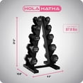 thumbnail image 3 of HolaHatha Neoprene Coated Dumbbell Free Hand Weight Set with Storage Rack, Black, 3 of 11