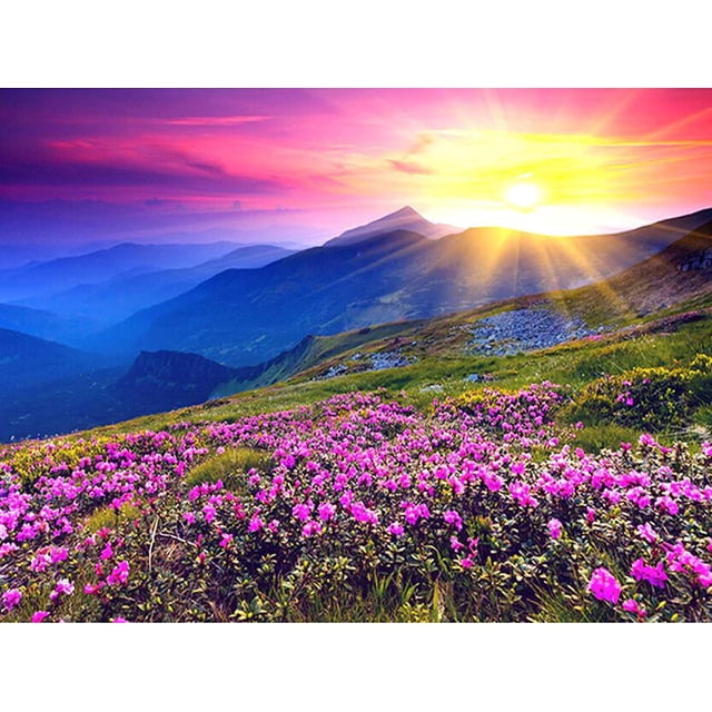 Peinture par Numéros de Montagne au Coucher du Soleil