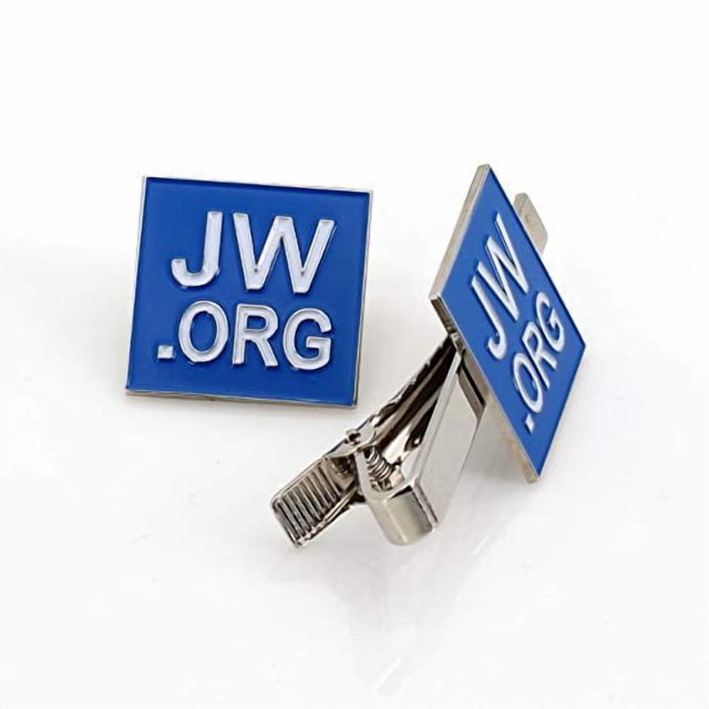 Perfect Present-Jw.org Gift Necktie Clip and Lapel Pin Set-Square -with JW.ORG Logo Gift Box-Blue