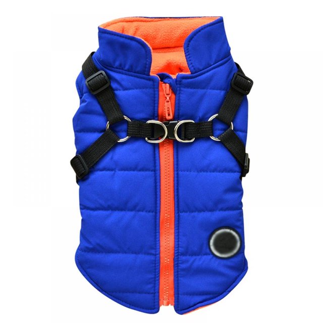 MesaSe Pet Printed Cold Weather Coat Harness Pet Winter Warm 2 In 1 Outfit Padded Jacket For Small Puppy Dogs