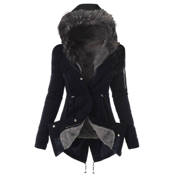 Black Friday TIMIFIS Womens Fall Fashion Ladies Lining Coat Womens Winter Warm Thick Long Jacket Hooded Overcoat Trench Coats For Women