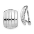thumbnail image 1 of Boucles d'Oreilles Omega en Or Blanc 14K Poli Nervuré Sans Perçage, 1 of 2