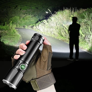 Dvkptbk Flashlight Led Flashlight,1000 Lumens Super Bright Flashlight, Zoomable, Rechargeable Flashlight with 4 Modes,, Powerful Handheld Flashlight Camping Essentials