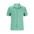 thumbnail image 3 of Chemises pour Hommes, Mode Décontractée Col en V Manches Pull Respirant Chemise Blouse Hauts, 3 of 5