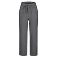 thumbnail image 5 of Yuyuzo Womens Cotton Linen Pants Drawstring High Waisted Lounge Pants Straight Leg Cropped Trousers, 5 of 5