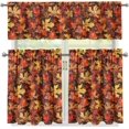 thumbnail image 2 of Maple Leaf Kitchen Window Curtains Valance and Tier Set, 3 Piece Set Rod Pocket Short Curtains, Fall Window Treatment for Bathroom Living Room Bedroom, Easy to Install, 2 of 5