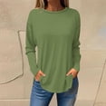 thumbnail image 3 of AherBiu Womens Long Sleeve Tops Plus Size Crewneck Basic Top Tees Shirts Solid Color Comfy Tshirts, 3 of 3