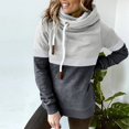 thumbnail image 2 of Pompotops Femmes Casual Patchwork Pull Tulleck Hoodies Manches Longues Cordon à Capuche Tops Sweatshirt, 2 of 6