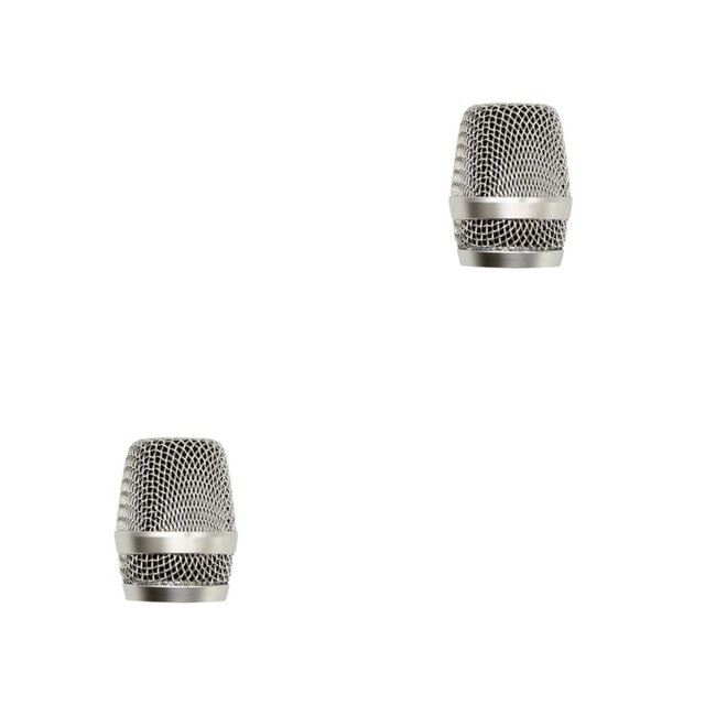 Transemion Grille de Microphone de Remplacement Remplaçant Tête de Micro Filaire Sans Fil Détachable Type 5 Argent 2ensemble