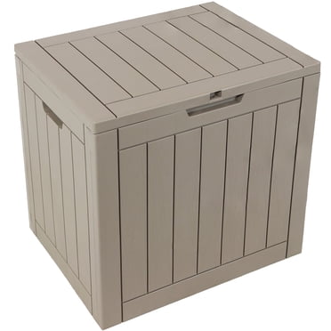Sunnydaze Coffre de Terrasse Extérieur Verrouillable de Petite Taille avec Rangement et Poignées Latérales - 32 Gal. - Bois Flotté