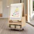 thumbnail image 2 of Chevalet Artistique 3-en-1 pour Enfants Chevalet Double Face avec Roues et Sacs de Rangement Hauteur Réglable Chevalet pour Tout-Petits Tableau Noir Magnétique & Tableau Blanc, Gris, 2 of 6
