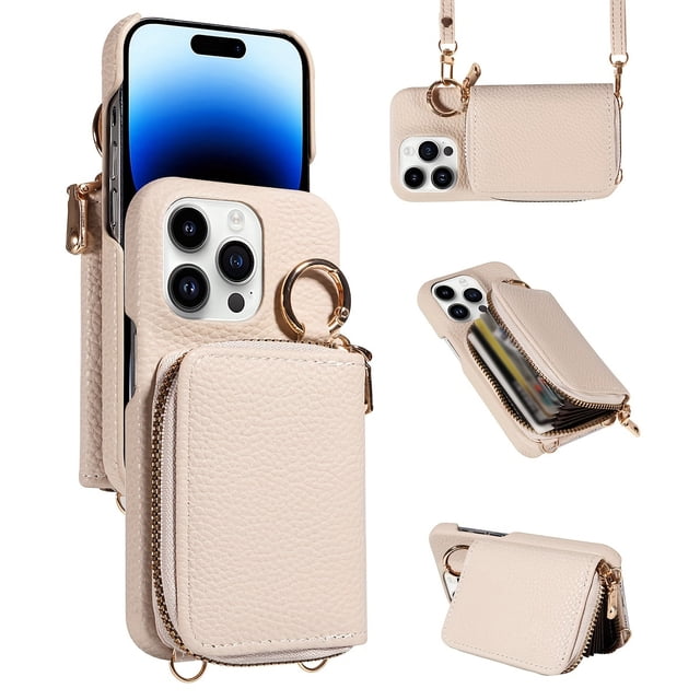 Étui Portefeuille Accordéon pour Téléphone - Conception à Fermeture Éclair Diagonale, Multiples Fentes pour Cartes, Étui de Protection, Compatible avec les Téléphones Apple, Accessoire Élégant et Polyvalent