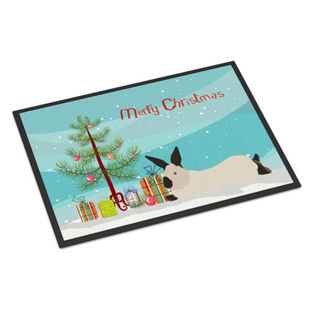 Caroline's Treasures BB9334MAT California White Rabbit Tapis de Noël Intérieur Ou Extérieur, 18 x 27 Po,