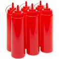 thumbnail image 1 of 6-Pack 240ML Plastic Condiment Squeeze Bottles Ketchup Mustard with Caps, Red, 1 of 4