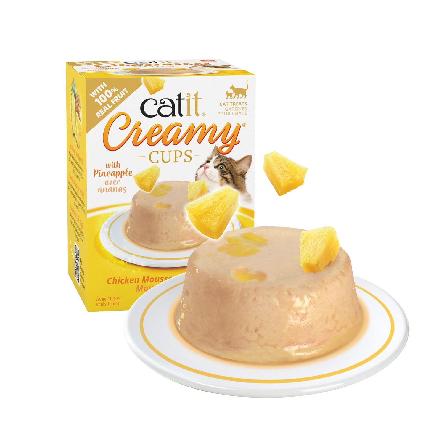 Mousse Catit Creamy Cups, Poulet avec ananas, 4 x 25 g