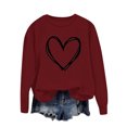 thumbnail image 4 of BLVB Chandail à Col Rond pour Femmes, Imprimé de Cœur, Manches Longues, Mignon, Coupe Ample, Léger, Hauts d'Automne, Cadeaux de la Saint-Valentin, 4 of 5