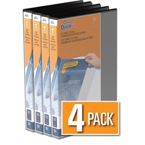 QuickFit Bague ronde de poids lourd Portrait légal Feuille de calcul Vue Binder, 4 Boîte (1" Noir)