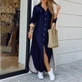 thumbnail image 2 of Ketyyh-chn99 Robes d'Été pour Femmes Robe Courte de Plage Robe de Fête Robe T-shirt Décontractée Robes à Manches Longues Robe Boho de Plage Bleu Marine,5TG, 2 of 5