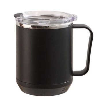 Coffee Mug Warmer,Coffee Mug with Lid Coffee Mug, Portable Double Layer Stainless Steel Mug with Lid and Handle, Induction Heatable, Insulated Coffee Mug for Travel, Camping, Office
