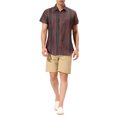 thumbnail image 2 of INSPIRE CHIC Men's Shirt Vertical Striped Button Down Point Collar Short Sleeve  Shirt M Green Red, 2 of 6