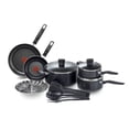 thumbnail image 1 of T-fal Essential 15PC Aluminum Cookware Set Black, 1 of 6