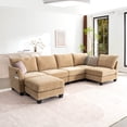 thumbnail image 2 of Canapé Sectionnel Modulaire de 124 Pouces, Canapé Sectionnel en U 6 Places avec Pouf de Rangement et Ports USB, Beige, 2 of 9