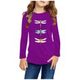 thumbnail image 1 of RXIRUCGD Chemises à Manches Longues pour Filles, Col Rond Mignon, Blouses Décontractées Élégantes (Violet, Taille : 4 Ans), 1 of 5