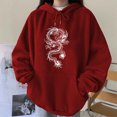 thumbnail image 3 of IROINID Économies Vêtements d'Hiver pour Femmes Chandails à Capuchon à Enfiler Détente Imprimé Col Rond Chandail à Manches Longues, Rouge, 3 of 3