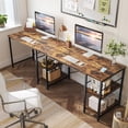 thumbnail image 3 of Bestier 95.5 inches L-Shaped Computer Desk Long Table for Home Office for Kids and Adults, Rustic, 3 of 8