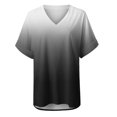 thumbnail image 4 of Blouses pour Femmes Mode Décontractée Dégradé Col en V Manches Courtes T-shirt Ample, 4 of 4