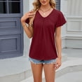 thumbnail image 4 of AherBiu Summer Tops for Women V Neck Cap Sleeve Comfy Ruched Casual Loose Solid Color Shirts Blouse, 4 of 7