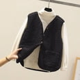 thumbnail image 2 of FAIWAD Womens Fleece Vest Fall Winter Warm Sleeveless Button Down Waistcoat Solid Color Loose Vest Coat, 2 of 7