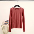 thumbnail image 1 of LNGOOR T-Shirt de Base Uni en Modal à Col Rond à Manches Longues pour Femmes, Automne, T-Shirt de Base, Hauts, T-Shirt Passe-Partout, Grande Taille, sous-Vêtement, 1 of 7