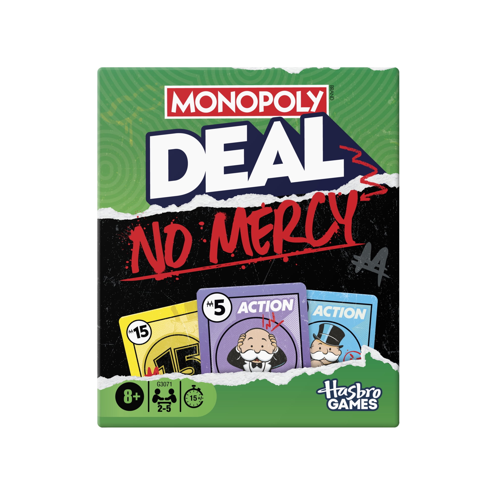 Monopoly Deal No Mercy Card Game, Fun Family Games for Kids, Teens, and Adults, 8+